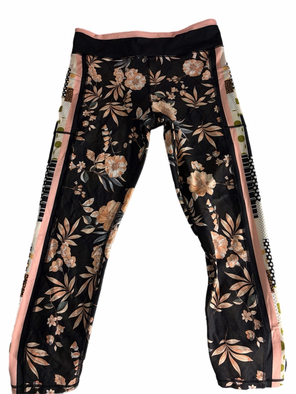 Johnny Was XL Like New Floral Black & Blush Leggings
